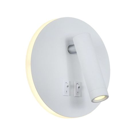 Apliqué Lector LED Round 3W+8W Blanco - Luz Cálida-0