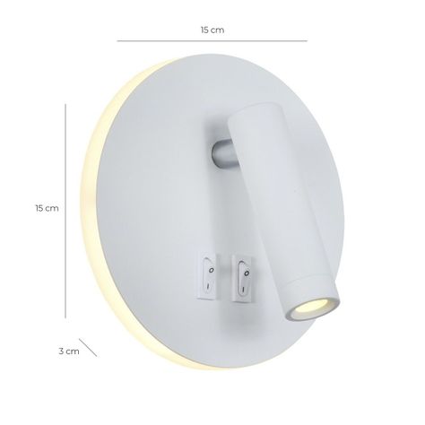 Apliqué Lector LED Round 3W+8W Blanco - Luz Cálida-1
