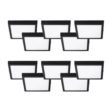 Pack 10 Panel LED Sobrepuesto Cuadrado Negro PRO 12W Cálido-0