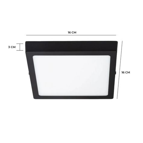 Pack 10 Panel LED Sobrepuesto Cuadrado Negro PRO 12W Cálido-1