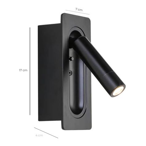 Apliqué Lector LED Uni 3W Negro - Luz Cálida-2