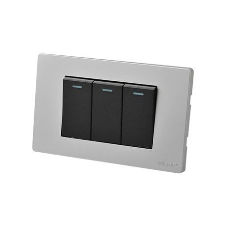 Pack 10 Interruptores Triple Metálico 9/12 16A - Gris/ Negro-1