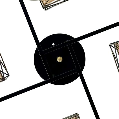 Lámpara de Techo Geométrica Pantalla Vidrio Porta 4xE-27 Incluye Ampolleta Cálida-3