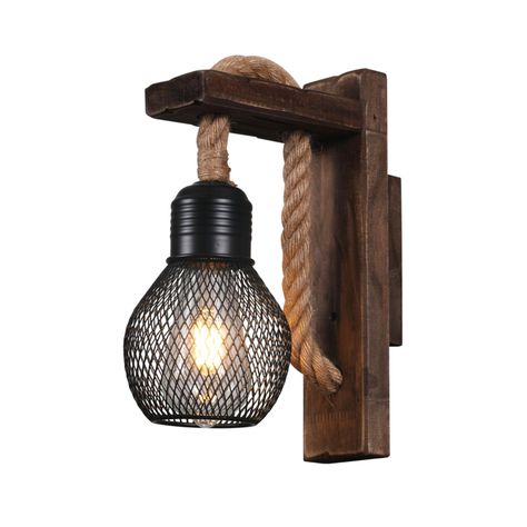 Apliqué Decorativo de Madera Con Pantalla de Rejilla E-27 Ampolleta Cálida-0