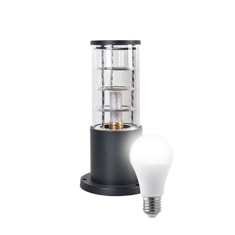 Aplique Piso Espiral 30CM Porta E-27 Negro Incluye Ampolleta Fría-0