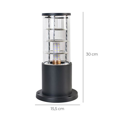 Aplique Piso Espiral 30CM Porta E-27 Negro Incluye Ampolleta Fría-2