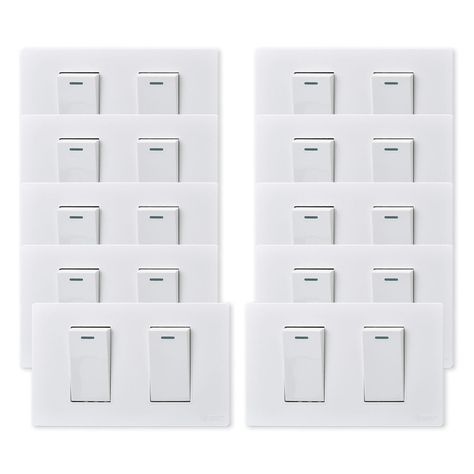 Pack 10 Interruptores Doble Metálico 9/12 16A - Blanco-0