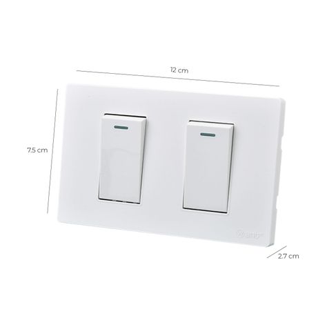 Pack 10 Interruptores Doble Metálico 9/12 16A - Blanco-3