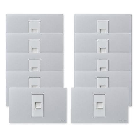 Pack 10 Toma Telefónica Metálico RJ11 - Gris - Blanco-0