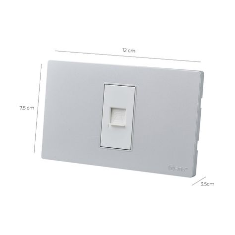 Pack 10 Toma Telefónica Metálico RJ11 - Gris - Blanco-2