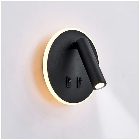 Apliqué Lector LED Round 3W+8W Negro - Luz Cálida-2
