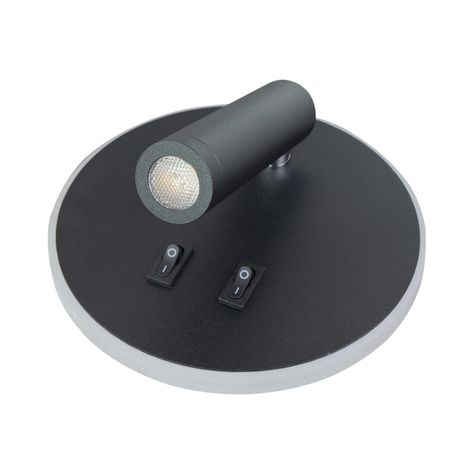 Apliqué Lector LED Round 3W+8W Negro - Luz Cálida-3