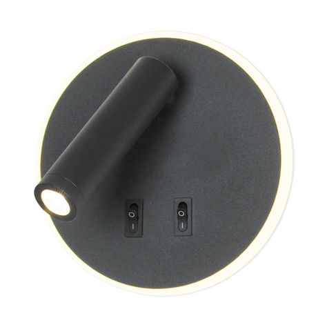 Apliqué Lector LED Round 3W+8W Negro - Luz Cálida-4