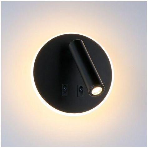 Apliqué Lector LED Round 3W+8W Negro - Luz Cálida-5