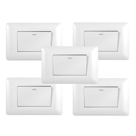 Pack 5 Interruptor Simple 9/12 10A 250V Blanco-0