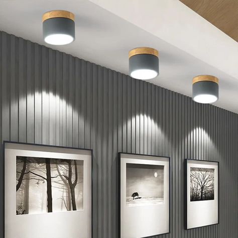 Panel LED Deco Sobrepuesto Madera 6W Gris-4