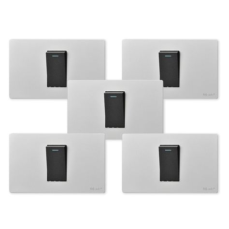 Pack 5 Interruptores Simple Metálico 9/12 16A - Gris/ Negro-0