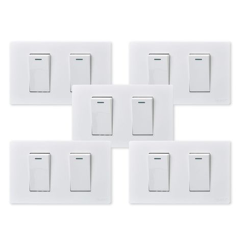 Pack 5 Interruptores Doble Metálico 9/12 16A - Blanco-0