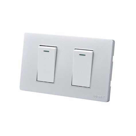 Pack 10 Interruptores Doble Metálico 9/12 16A - Gris/ Blanco-1