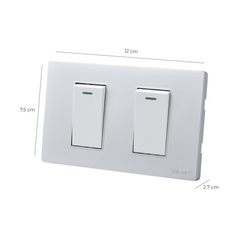 Pack 10 Interruptores Doble Metálico 9/12 16A - Gris/ Blanco-2