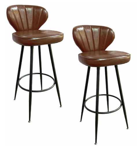 Pack Sillas Bar  Charlton Taburete Ecocuero  Color Marrón -0