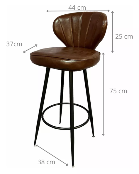 Pack Sillas Bar  Charlton Taburete Ecocuero  Color Marrón -1