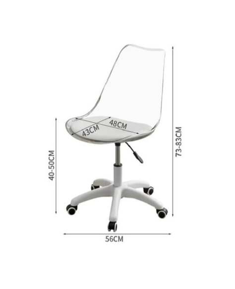 Silla de Escritorio Giratoria de Acrílico Transparente Leda Acolchada-1