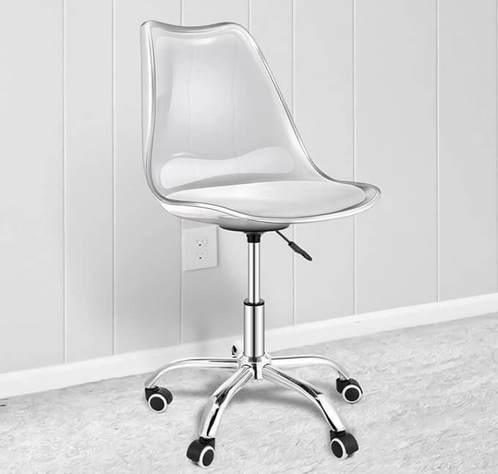 Silla de Escritorio Giratoria de Acrílico Transparente Leda Acolchada-2