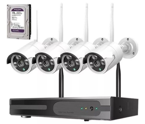 Kit Sistema de Seguridad 4 Cámaras 2MP  IP WiFi+ Disco Duro 1 Terabyte FHD 1080P -0