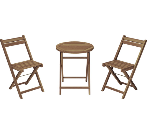 Set Juego de Terraza Balcón Bistro Madera Plegable -0