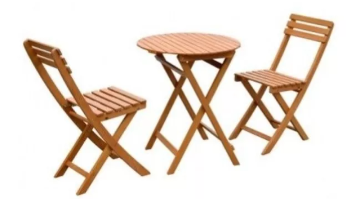 Set Juego de Terraza Balcón Bistro Madera Plegable -1