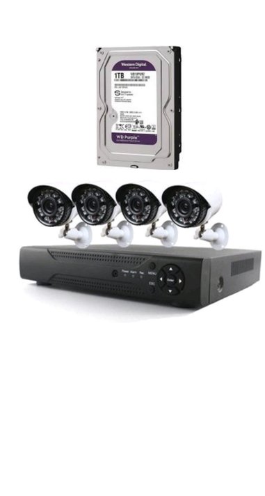 Kit Sistema de Seguridad 4 Cámaras  Cctv+ Disco Duro 1 Terabyte Instalado en DVR AHD  -0