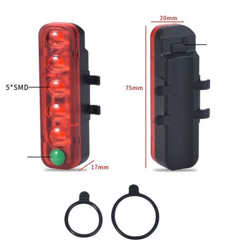 Luz Bicicleta Trasera 5 LED Rojo-18
