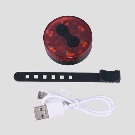 Luz LED Redonda para Bicicleta Recargable Roja-1