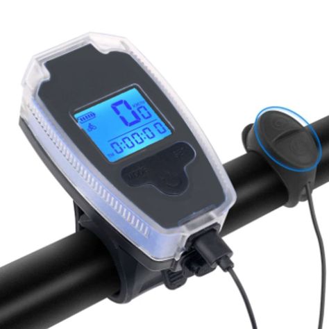 Luz LED para Bicicleta con Odometro y Bocina Recargable-3