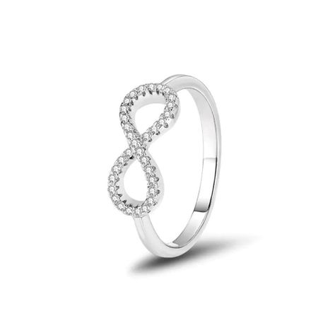 Anillo Infinito elaborado e plata Italiana 925 con Cristales-0