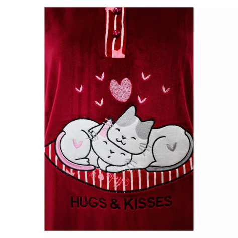 Pijama Media Luna Mujer Plush Manga Larga Diseño Gatitos Dormilones-2