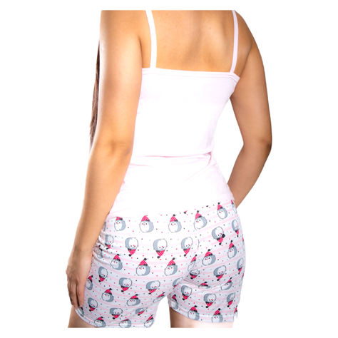 Pijama Mujer Polera de Tirantes y Short Diseño Pinguino Cool-2