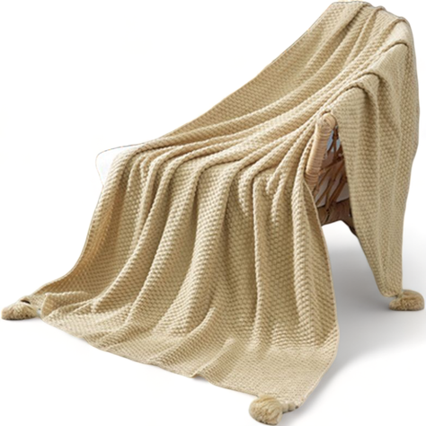 Manta Nordica Con Borlas Tejida Frazada Decorativa 127x172cm-1
