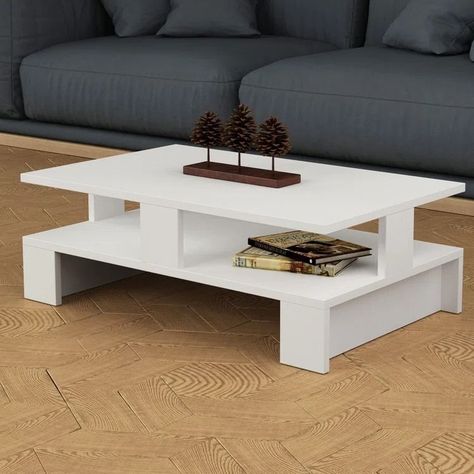 Mesa de Centro Minimalista con Espacios de Almacenamiento 1-0
