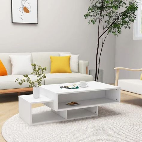 Mesa de Centro Minimalista con Espacios de Almacenamiento 6-1