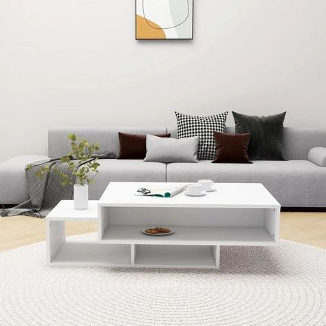 Mesa de Centro Minimalista con Espacios de Almacenamiento 6-2