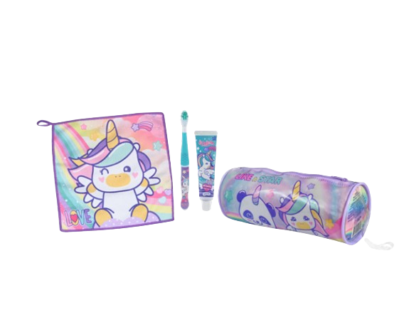 Set Pasta De Dientes 50 Gr + Cepillo + Toalla + Estuche Unicornio-0