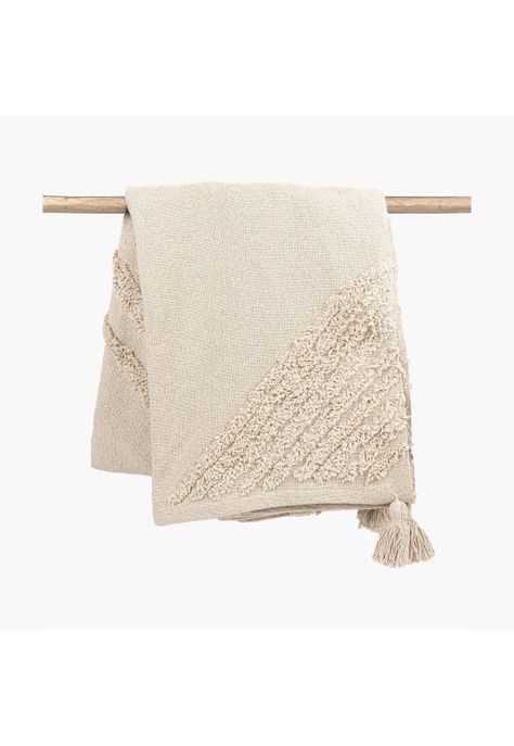 Manta Boho Algodón Textura Beige-0