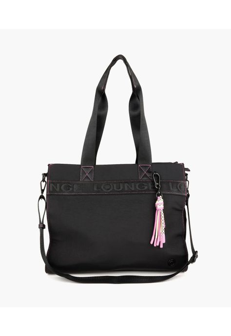 Cartera De Hombro Notebook Nylon Llavero Negro-0