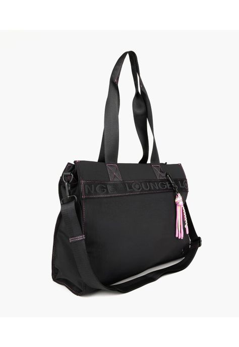 Cartera De Hombro Notebook Nylon Llavero Negro-3