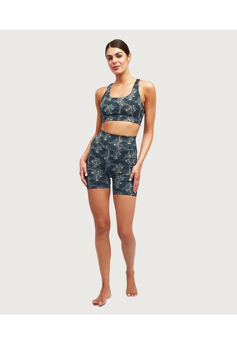 Short Deportivo Biker Flores Gris-3