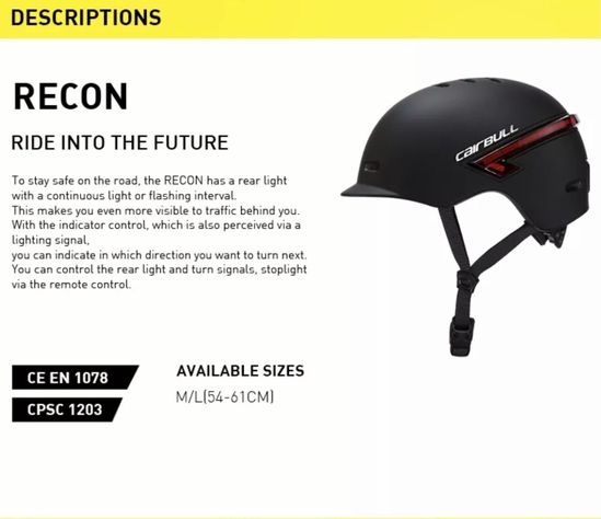 Casco bicicleta o scooter cairbull Recon con señalizadores -6