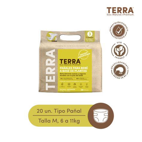 Pañales Biodegradables Terra Talla M 20 uns-0