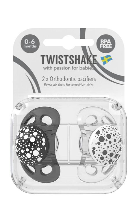 Chupetes Twistshake 0-6m 2 uns Gris Blanco-2